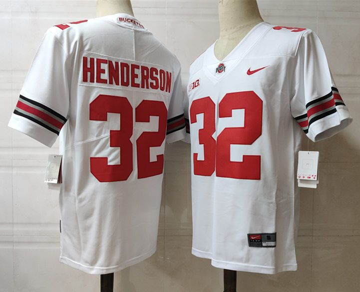 Men Ohio State Buckeyes #32 Henderson White Nike 2025 NCAA Jersey